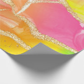 Farbenfrohe Regenbogenhalterung Pink und Orange un Geschenkpapier (Ecke)