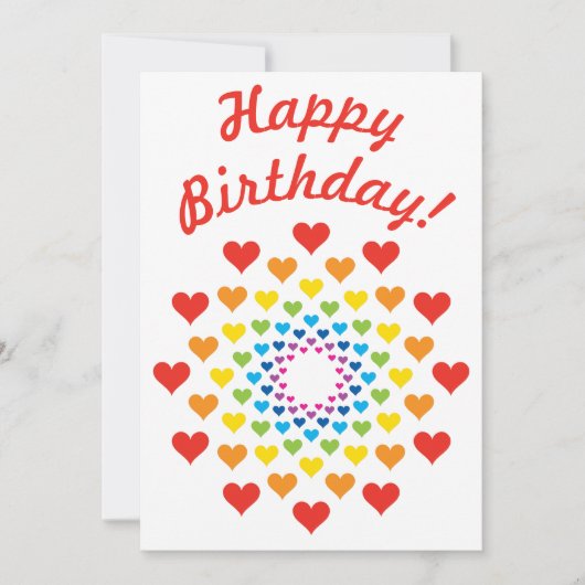 Farbenfrohe Regenbogenherzen Einladung (Vorderseite)