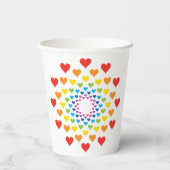 Farbenfrohe Regenbogenherzen Pappbecher (Rückseite)
