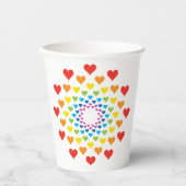 Farbenfrohe Regenbogenherzen Pappbecher (Vorderseite)