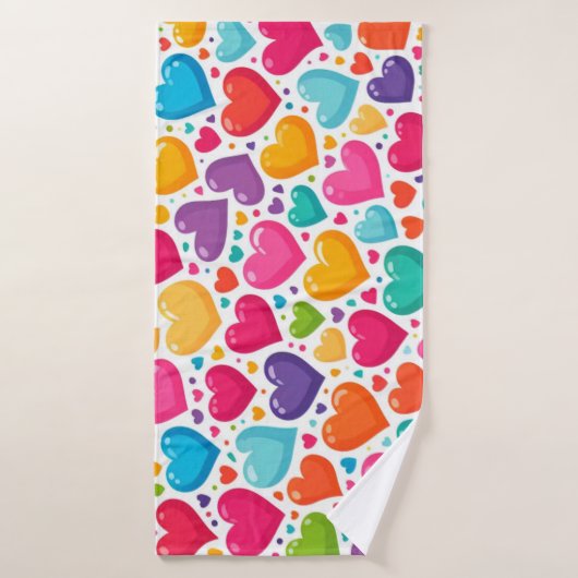 Farbenfrohe Regenbogenherzen Valentines Badehandtuch (Badehandtuch)