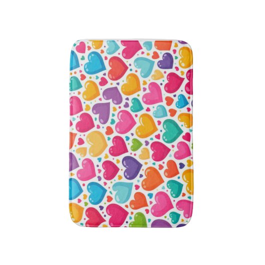 Farbenfrohe Regenbogenherzen Valentines Badematte (Vorderseite Vertikal)