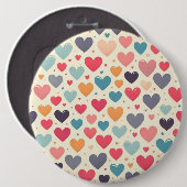 Farbenfrohe Regenbogenherzen Valentines Button (Vorne & Hinten)