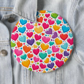 Farbenfrohe Regenbogenherzen Valentines Button (Beispiel)