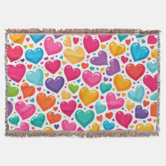 Farbenfrohe Regenbogenherzen Valentines Decke (Vorderseite)