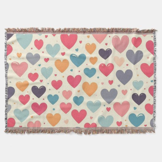 Farbenfrohe Regenbogenherzen Valentines Decke (Vorderseite)