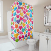 Farbenfrohe Regenbogenherzen Valentines Duschvorhang (Beispiel)