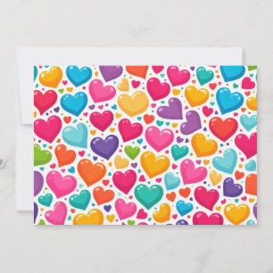 Farbenfrohe Regenbogenherzen Valentines Feiertagskarte