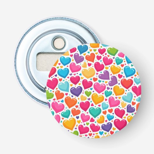 Farbenfrohe Regenbogenherzen Valentines Flaschenöffner (Vorderseite)