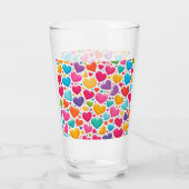Farbenfrohe Regenbogenherzen Valentines Glas (Rückseite)