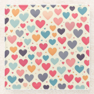 Farbenfrohe Regenbogenherzen Valentines Glasuntersetzer