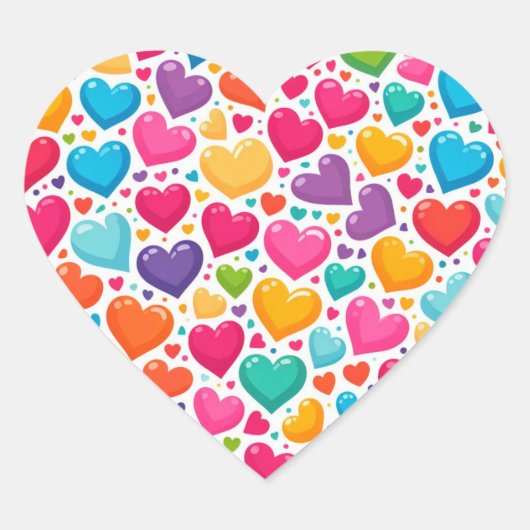 Farbenfrohe Regenbogenherzen Valentines Herz-Aufkleber (Vorderseite)