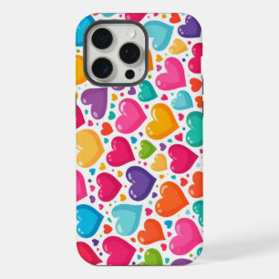 Farbenfrohe Regenbogenherzen Valentines iPhone 15 Pro Max Hülle
