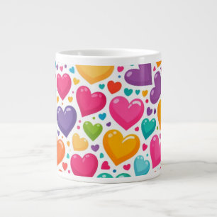 Farbenfrohe Regenbogenherzen Valentines Jumbo-Tasse