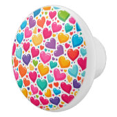 Farbenfrohe Regenbogenherzen Valentines Keramikknauf (Rechts)