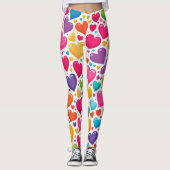 Farbenfrohe Regenbogenherzen Valentines Leggings (Vorderseite)