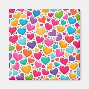 Farbenfrohe Regenbogenherzen Valentines Magnet