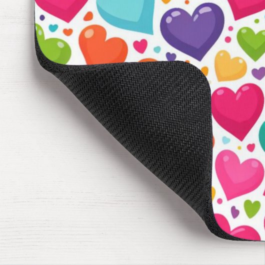 Farbenfrohe Regenbogenherzen Valentines Mousepad (Ecke)