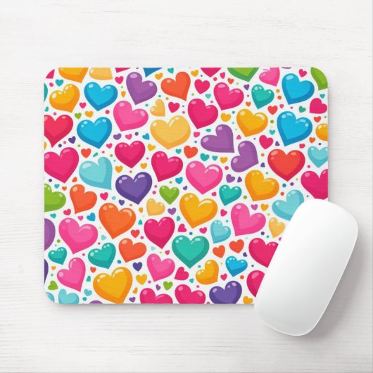 Farbenfrohe Regenbogenherzen Valentines Mousepad (Mit Mouse)