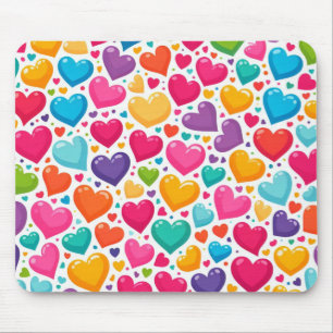 Farbenfrohe Regenbogenherzen Valentines Mousepad