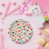 Farbenfrohe Regenbogenherzen Valentines Pappteller (Party)