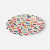 Farbenfrohe Regenbogenherzen Valentines Pappteller (Schrägansicht)