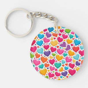 Farbenfrohe Regenbogenherzen Valentines Schlüsselanhänger
