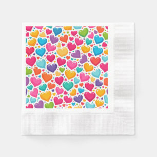 Farbenfrohe Regenbogenherzen Valentines Serviette
