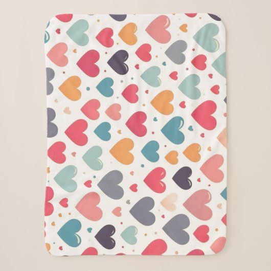 Farbenfrohe Regenbogenherzen Valentines Sherpadecke (Vorderseite)