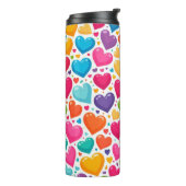 Farbenfrohe Regenbogenherzen Valentines Thermosbecher (Nach links gedreht)