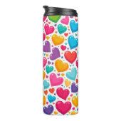 Farbenfrohe Regenbogenherzen Valentines Thermosbecher (Nach rechts gedreht)