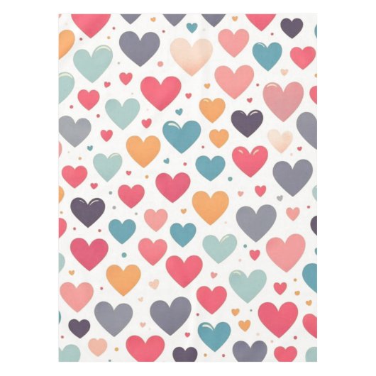 Farbenfrohe Regenbogenherzen Valentines Tischdecke (Vorderseite)