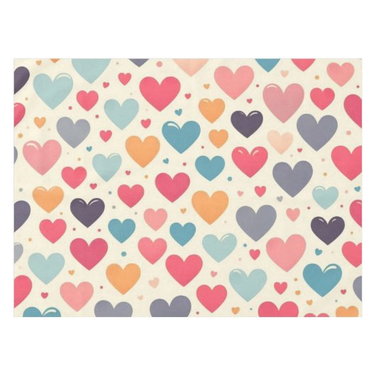 Farbenfrohe Regenbogenherzen Valentines Tischdecke (Vorderseite (Horizontal))