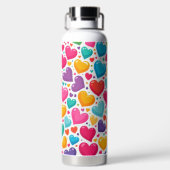 Farbenfrohe Regenbogenherzen Valentines Trinkflasche (Rückseite)
