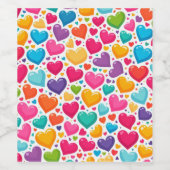 Farbenfrohe Regenbogenherzen Valentines Weinetikett (Einzelnes Label)
