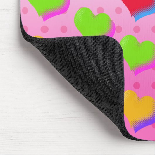 Farbenfrohe Regenbogenhöre auf rosa Fun Retro Must Mousepad (Ecke)