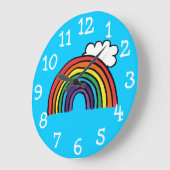 Farbenfrohe Regenbogenillustrierung Große Wanduhr (Winkel)