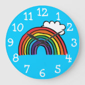 Farbenfrohe Regenbogenillustrierung Große Wanduhr (Vorderseite)