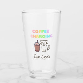 Farbenfrohe Regenbogenkaffee & Cat Glas