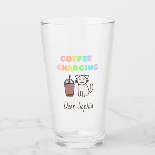 Farbenfrohe Regenbogenkaffee & Cat Glas (Vorderseite)