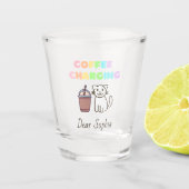 Farbenfrohe Regenbogenkaffee & Cat Schnapsglas (Vorderseite)