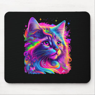 Farbenfrohe Regenbogenkatze Grafik Mousepad