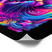 Farbenfrohe Regenbogenkatze Grafik Poster (Ecke)