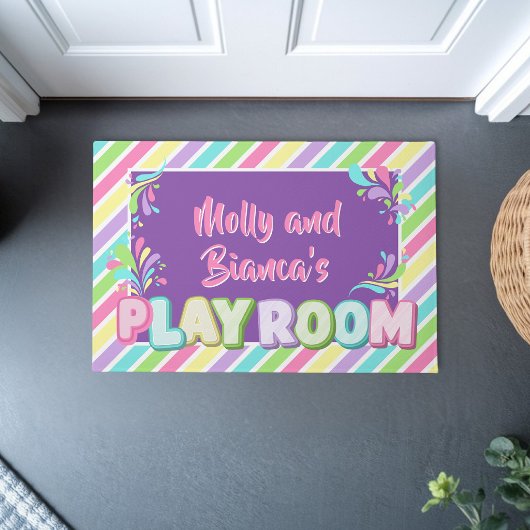 Farbenfrohe Regenbogenkinder Name Spielzimmer Eing Fußmatte