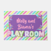 Farbenfrohe Regenbogenkinder Name Spielzimmer Eing Fußmatte (Vorderseite)