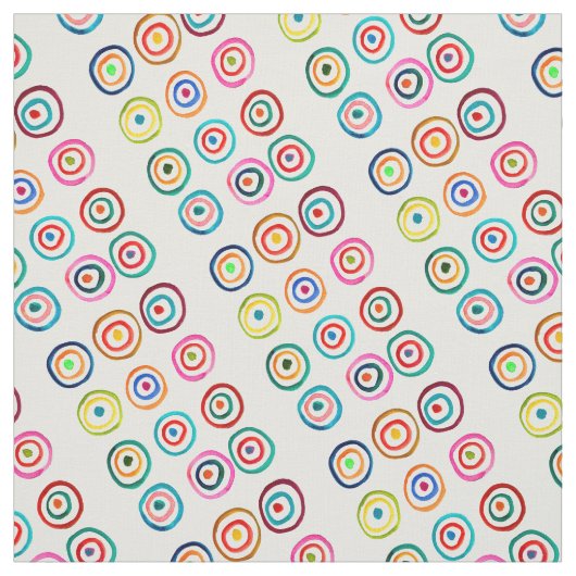 Farbenfrohe Regenbogenkreise Kunst Aquarell Stoff (Muster)