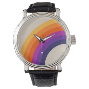 Farbenfrohe Regenbogenkunst im Retrostil Armbanduhr