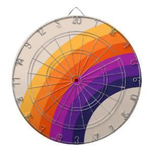 Farbenfrohe Regenbogenkunst im Retrostil Dartscheibe