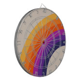 Farbenfrohe Regenbogenkunst im Retrostil Dartscheibe (Vorderseite Links)