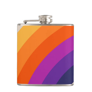 Farbenfrohe Regenbogenkunst im Retrostil Flachmann